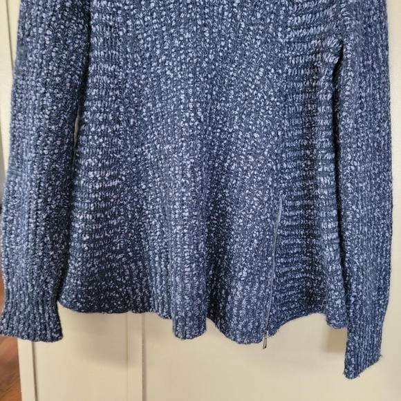 Anthropologie Moth Navy Zipped Stitch Wool/Alpaca Blend Pullover Knit Sweater - Picture 6 of 16